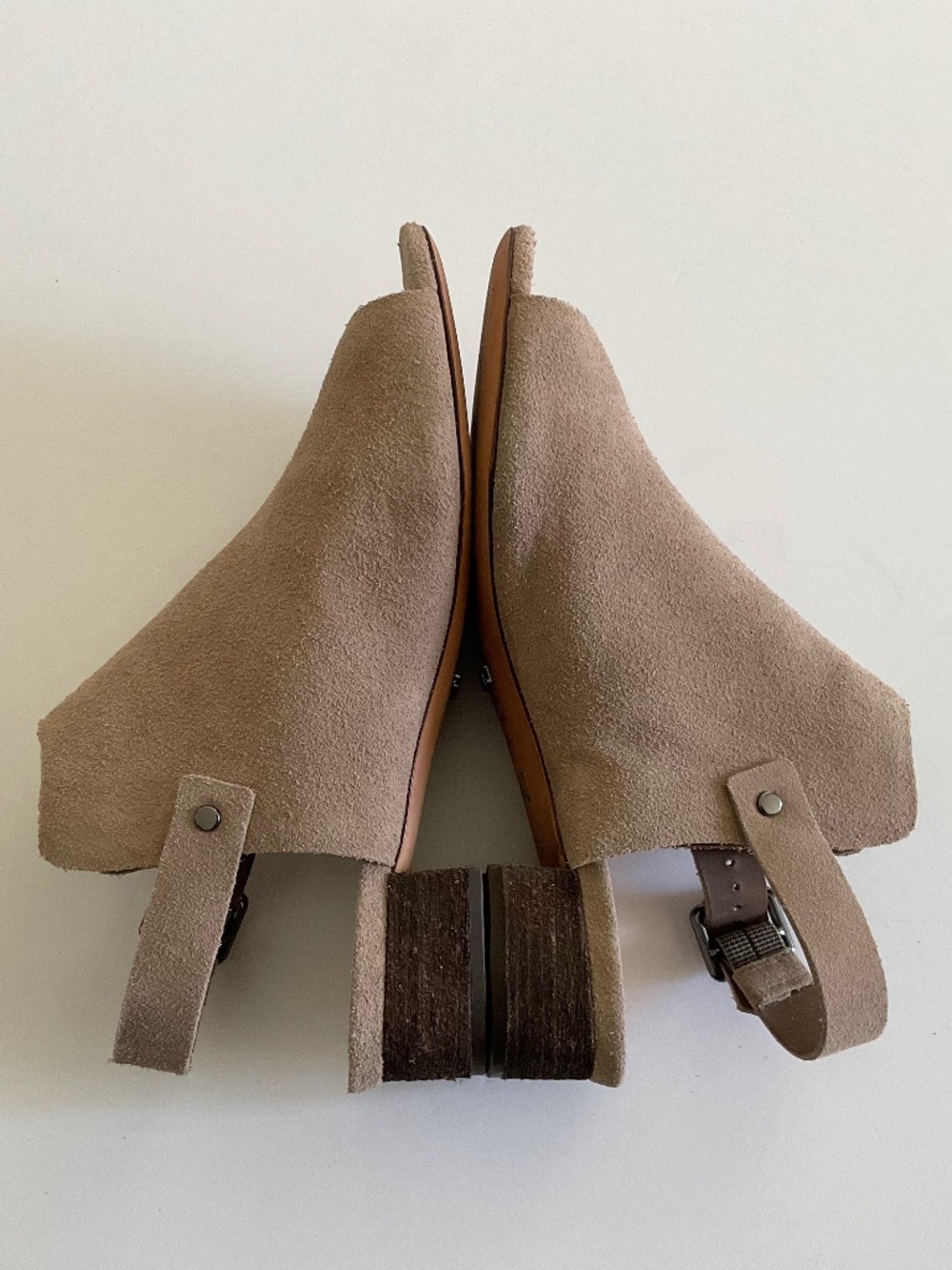 SCHUTZ Slingback Peep-Toe Tan Suede Booties Size 8 - Picture 4 of 11